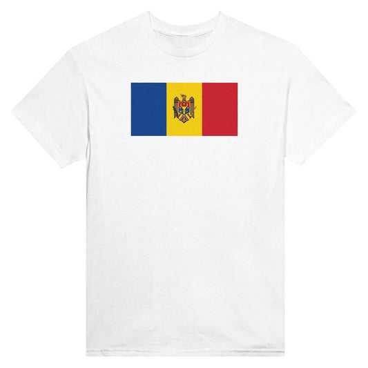 T-Shirt – Drapeau De La Moldavie – Brodé – Coton Mélangé